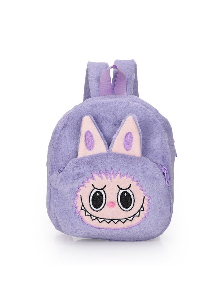LABUBU حقيبة ظهر كرتونية غير رسمية للأطفال مع فقاعات ماتلاب لخريف وشتاء بسعة كبيرة 26*23*9 سم