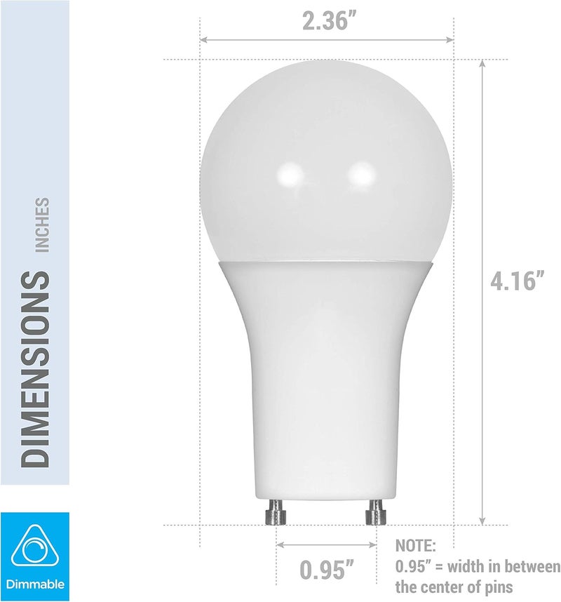 KOR 4 Pack LED GU24 A19 Light Bulbs 60 Watt Equivalent 95 Watt Dimmable Lights for Home with Twist  Lock Base Replacing CFL GU24 Ceiling Light Omni 220 Degree Beam Angle 800 Lumen Warm White 2700K - Image 2