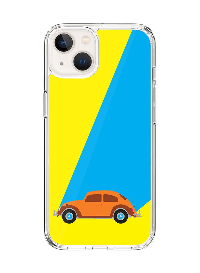 Stylizedd Classic Clear Case for Apple iPhone 14 Plus Case Hybrid Soft Cover Flexible Edges Anti Drop TPU PC Gel Thin Transparent Cover - Retro Bug Yellow Full Print