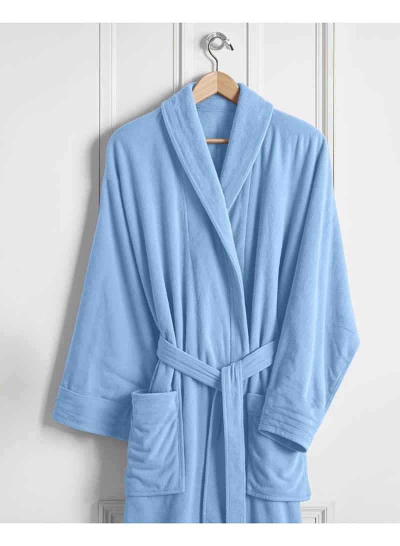 TM HOME Luxury Hotel Bathrobe Hoddies – 100% Natural Cotton with Premium Plush Texture – Soft Baby Blue Color – Ultra-Soft, Highly Absorbent & Comfortable Unisex Hotel-Grade Design - Image 2