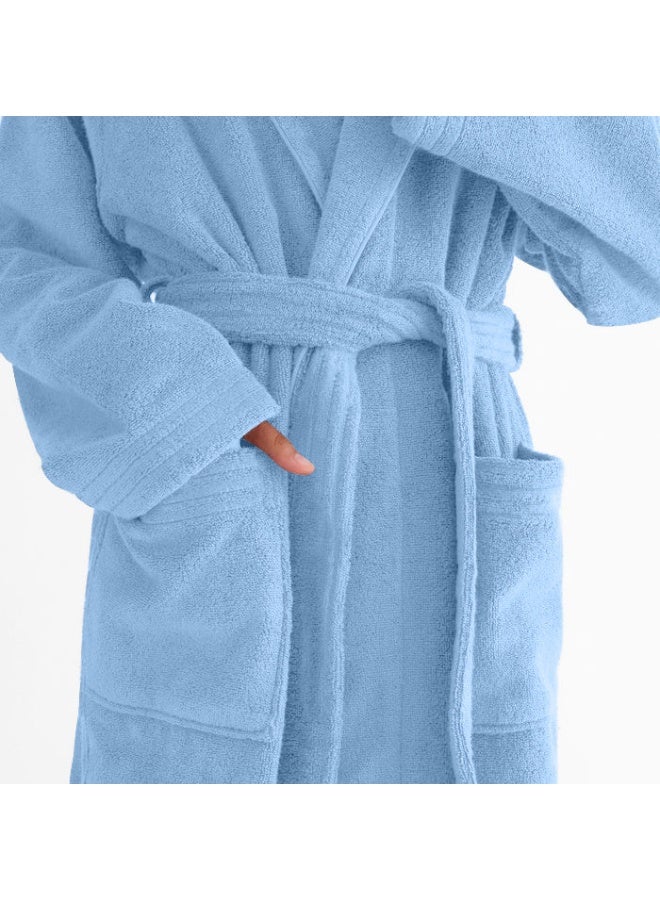 TM HOME Luxury Hotel Bathrobe Hoddies – 100% Natural Cotton with Premium Plush Texture – Soft Baby Blue Color – Ultra-Soft, Highly Absorbent & Comfortable Unisex Hotel-Grade Design - Image 4