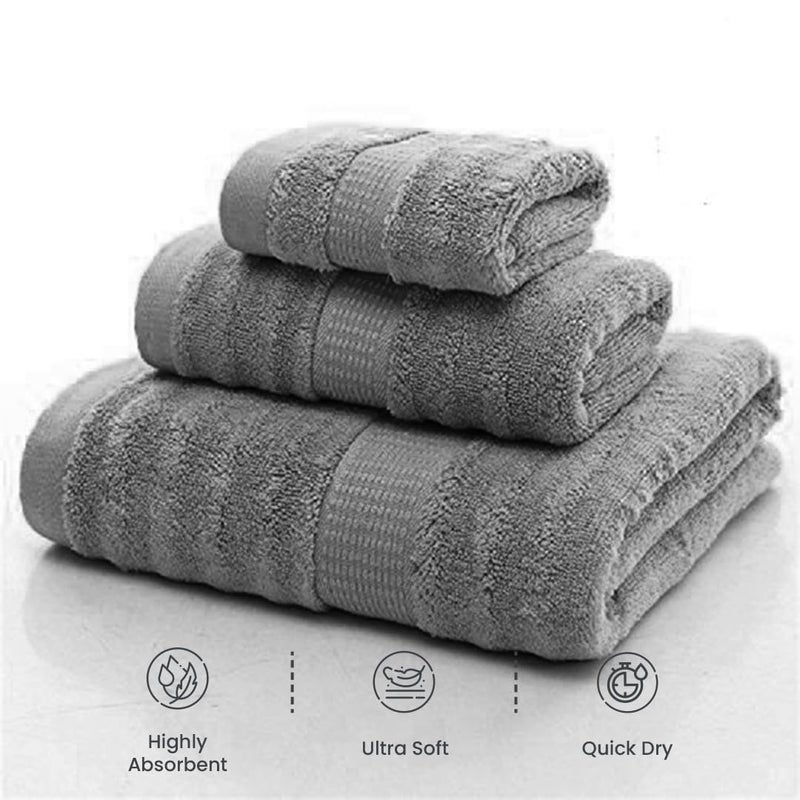 Mush Bamboo Towels Set | Ultra Soft, Absorbent and Antimicrobial 600 GSM (2 Bath Towel, 2 Hand Towel and 2 Face Towel) Perfect for Daily Use and Gifting (Navy & Grey) - Image 4