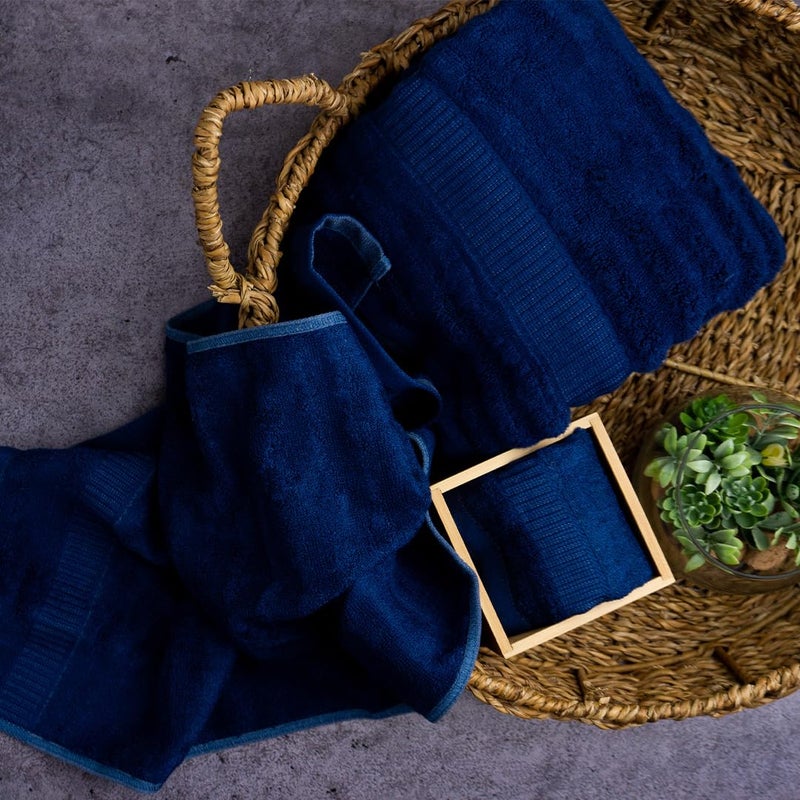 Mush Bamboo Towels Set | Ultra Soft, Absorbent and Antimicrobial 600 GSM (2 Bath Towel, 2 Hand Towel and 2 Face Towel) Perfect for Daily Use and Gifting (Navy & Grey) - Image 5