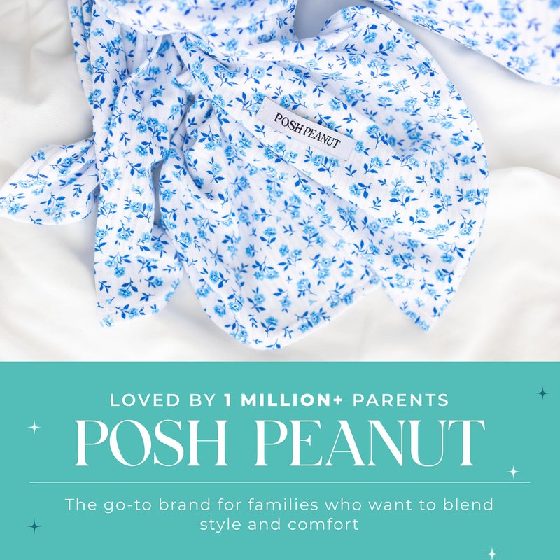 Posh Peanut طقم بطانية سواتل ورباط رأس من بوش بينت - قماش فسكوز من الخيزران لبطانية سواتل مرنة للبنات حديثي الولادة، بطانية استقبال أو غطاء للرضاعة - Image 5