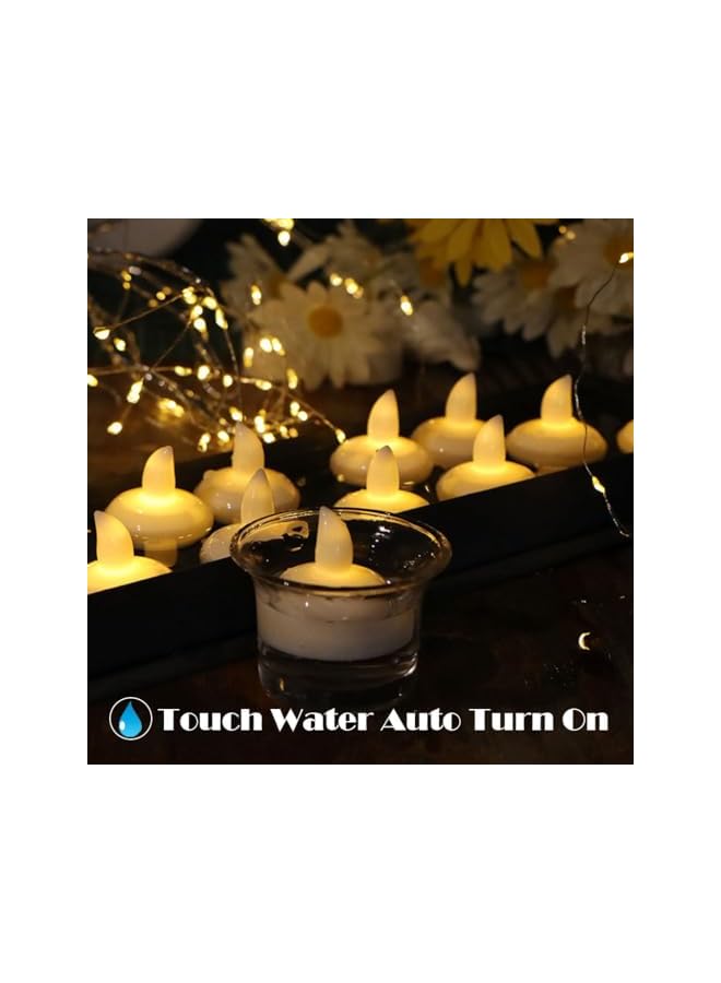 The Bros Flameless Floating Candles, 12 Pack Led Water Tealight Candles, Water Sensor Led Tea Lights Candles, Diwali Diya Led Lights, Waterproof Battery Candles Lights for Wedding, Party,Bathroom,Pool & SPA - Image 3