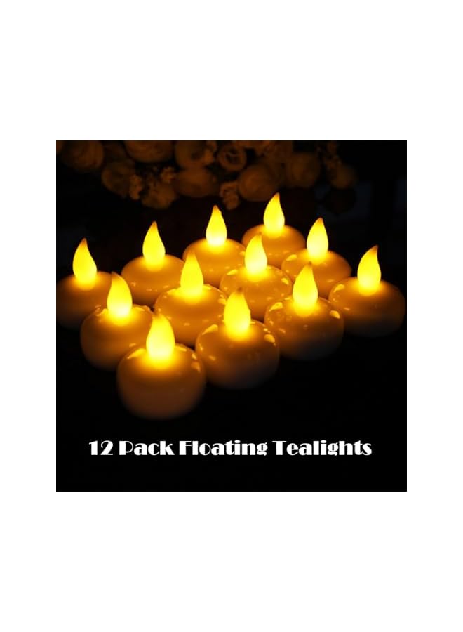The Bros Flameless Floating Candles, 12 Pack Led Water Tealight Candles, Water Sensor Led Tea Lights Candles, Diwali Diya Led Lights, Waterproof Battery Candles Lights for Wedding, Party,Bathroom,Pool & SPA - Image 5