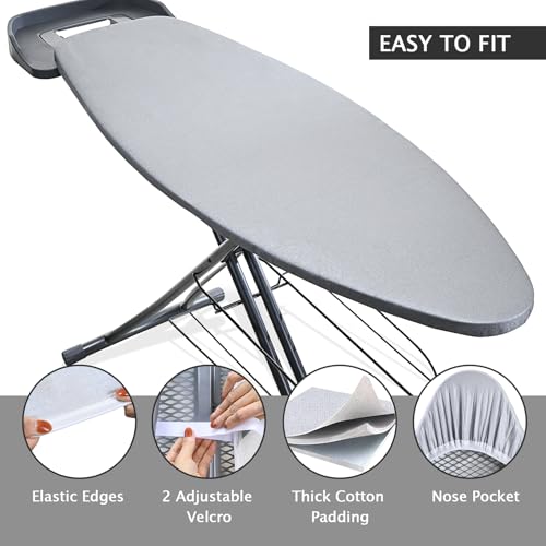 SheeChung Ironing Board Cover and Pad for Extra Wide 18 x 49 Ironing Boards,Premium Heavy Duty 4-Layer Silicone Coated Cover with 2mm Foam and 4mm Felt,Resists Scorching and Staining (49”x18”,Size C) - Image 3