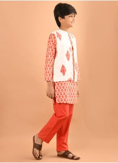 LILPICKS Printed Kurta Pajama Set with Nehru Jacket  - Image 3