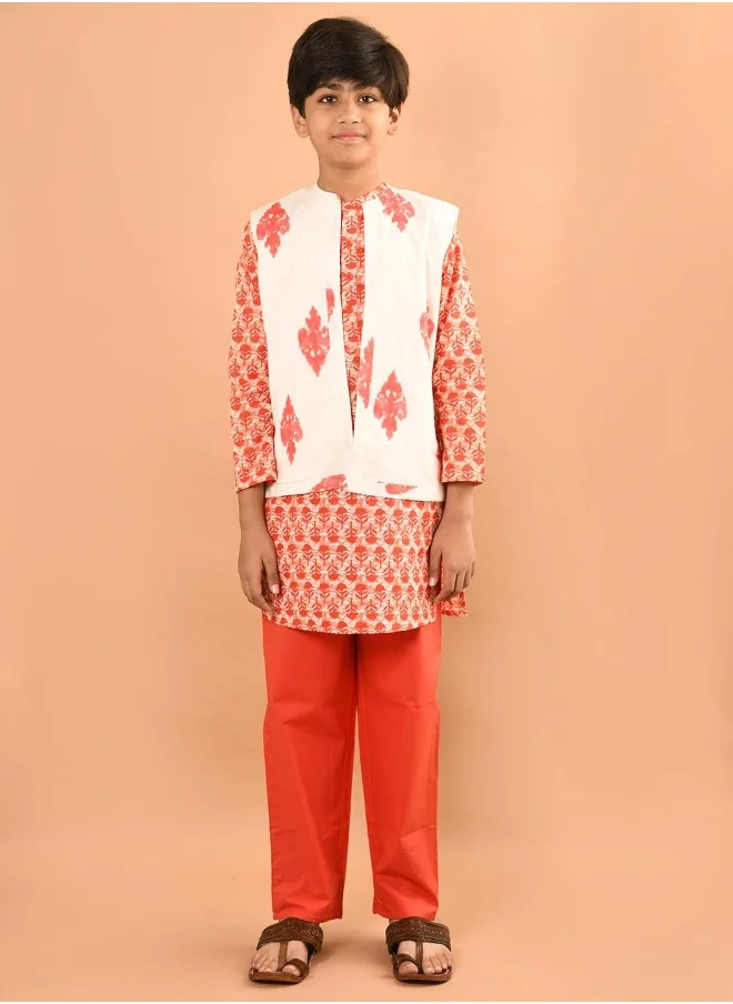 LILPICKS Printed Kurta Pajama Set with Nehru Jacket
