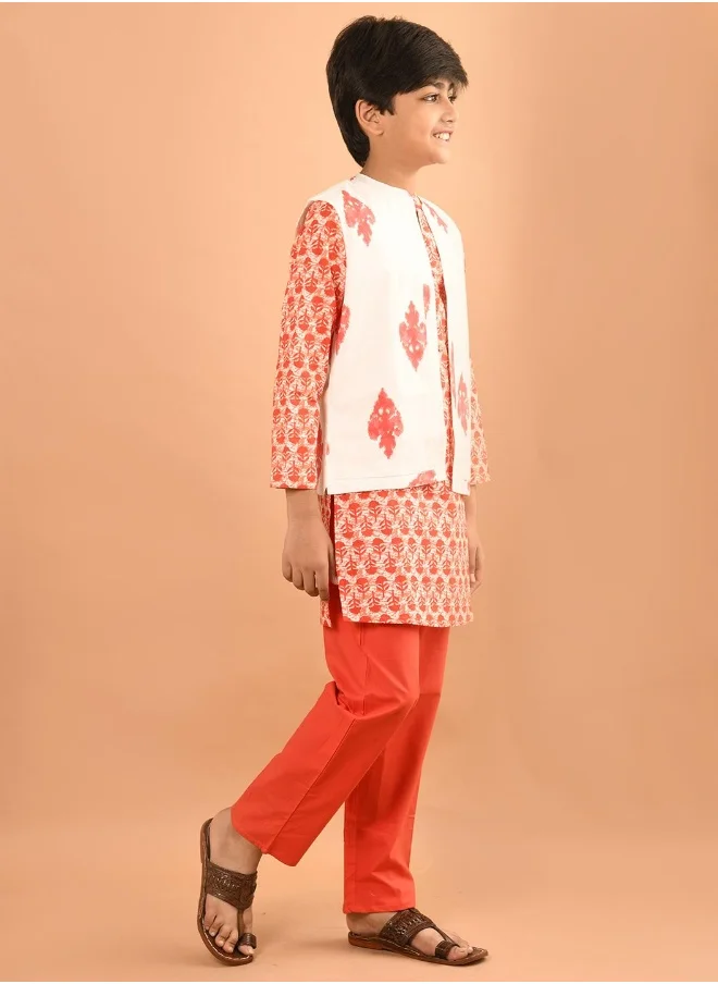 LILPICKS Printed Kurta Pajama Set with Nehru Jacket