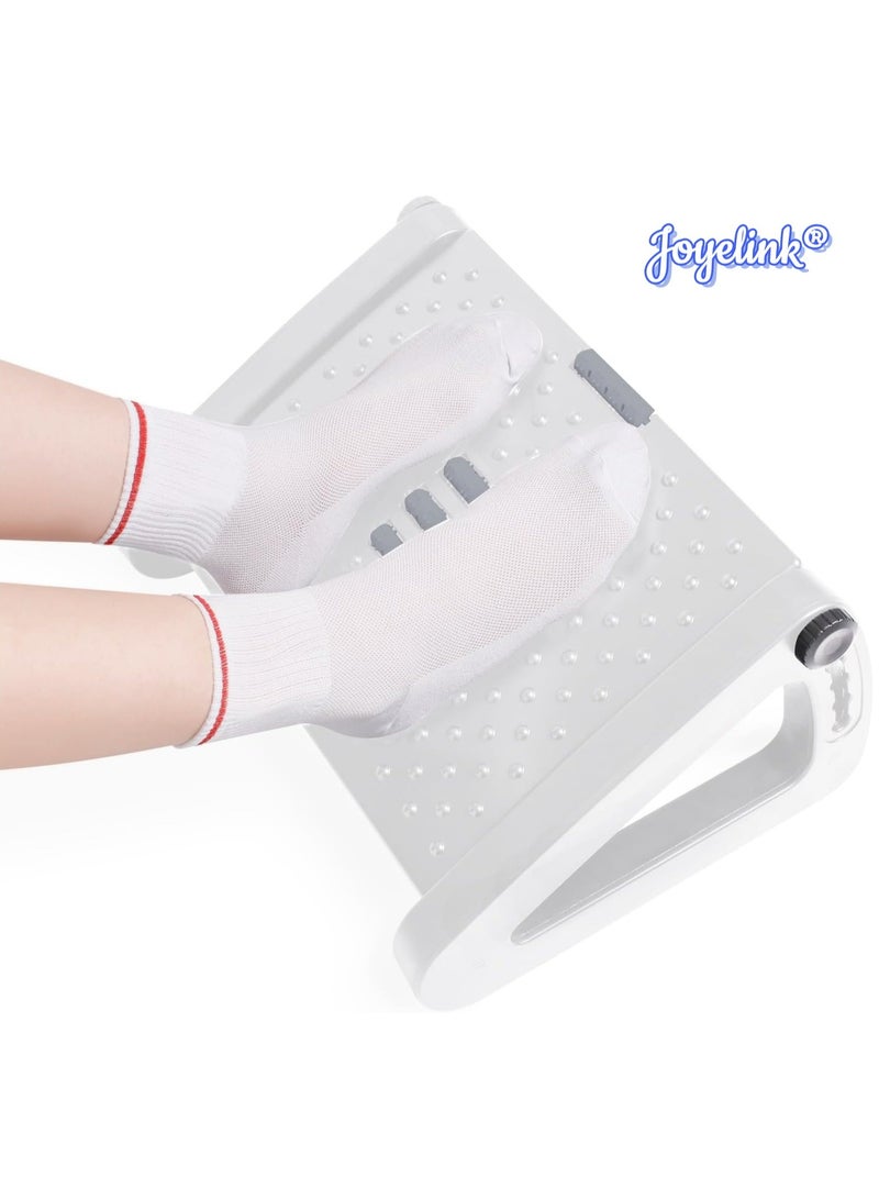 Joyelink Ergonomic Footrest, Comfort Under Desk Foot Support, 6-Position Multi-angle Adjustable Foot Pedal, Ergonomic Posture Support, with Foot Massage Roller，Footrest for Office and Home (White) - Image 1