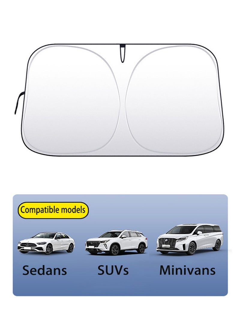 Foldable Car Windshield Sunshade with Storage Pouch, Front Windshield Reflective Sunshade, Car Window Sunshade for Sun Heat Protection and Block UV Rays, Keep Vehicle Cooler (145cm*80cm) - Image 1