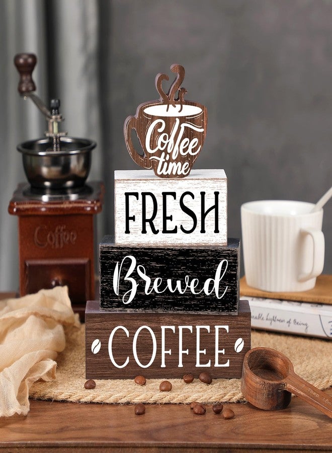 Cinnvoice Farmhouse Wooden Tabletop Decor Home Tiered Tray Decor Rustic Coffee Bar Wood Sign Neutral Decorations for Coffee Shelf Desk Centerpiece Decoration - Image 2