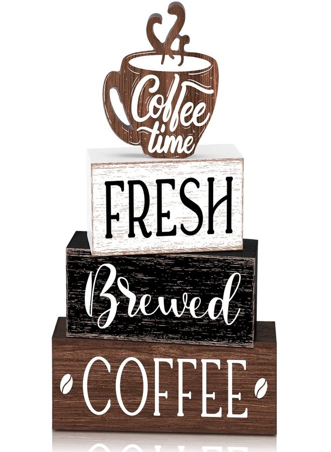 Cinnvoice Farmhouse Wooden Tabletop Decor Home Tiered Tray Decor Rustic Coffee Bar Wood Sign Neutral Decorations for Coffee Shelf Desk Centerpiece Decoration - Image 1
