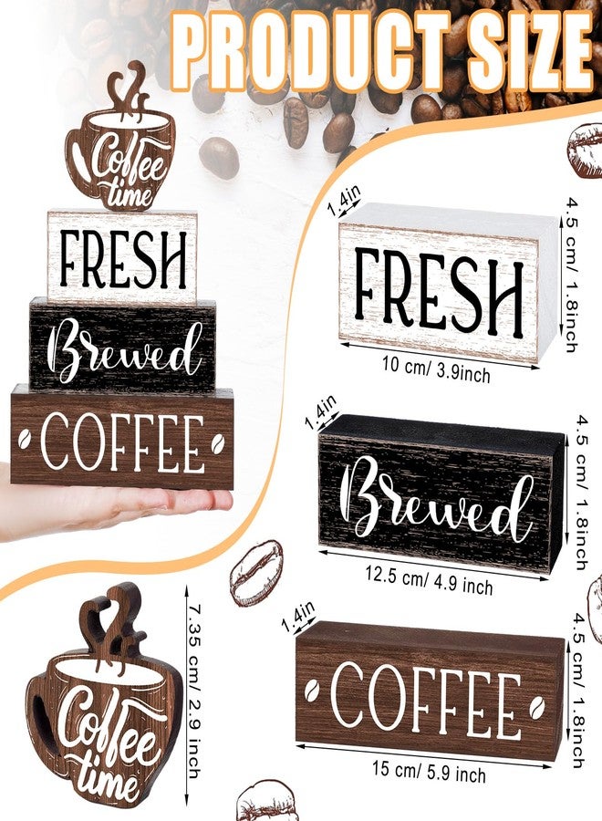 Cinnvoice Farmhouse Wooden Tabletop Decor Home Tiered Tray Decor Rustic Coffee Bar Wood Sign Neutral Decorations for Coffee Shelf Desk Centerpiece Decoration - Image 3