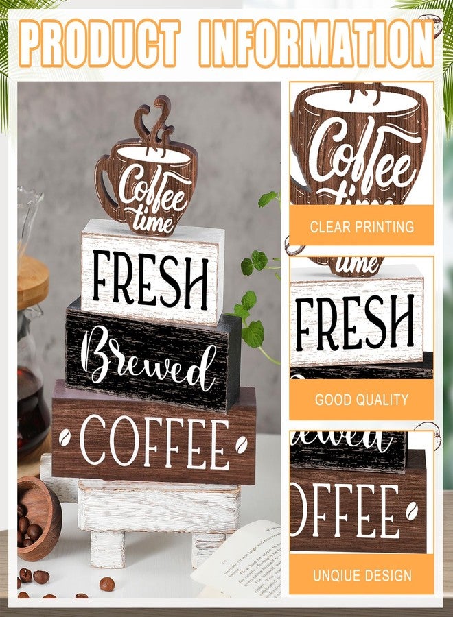 Cinnvoice Farmhouse Wooden Tabletop Decor Home Tiered Tray Decor Rustic Coffee Bar Wood Sign Neutral Decorations for Coffee Shelf Desk Centerpiece Decoration - Image 4