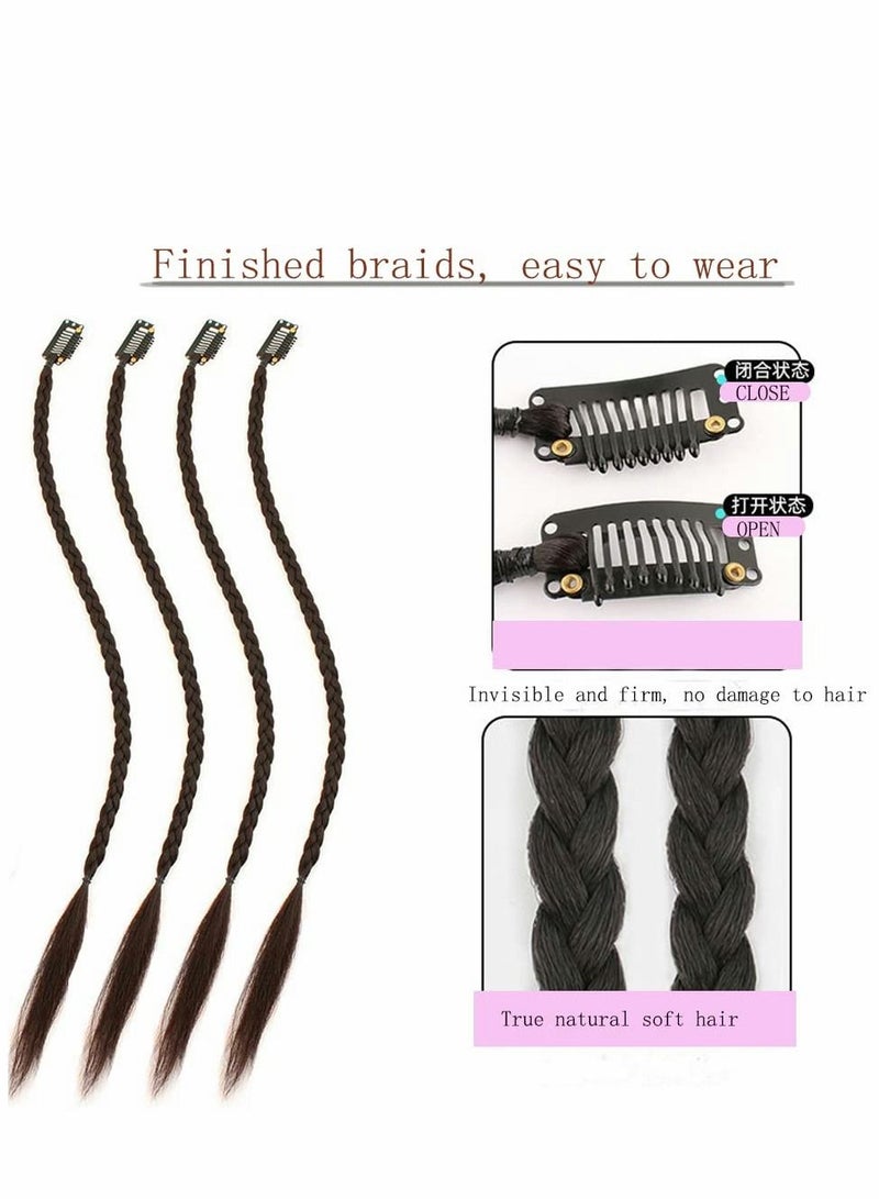 Excefore Baby Braids Hair Extensions, 4PCS Tiny Extensions 17" Long Natural Soft Synthetic Hairpieces for Women Daily Wear - Black - Image 4