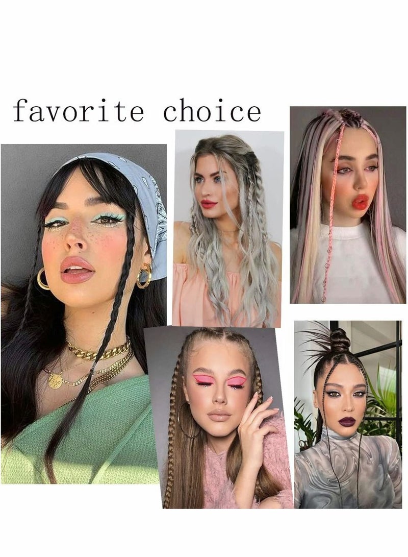 Excefore Baby Braids Hair Extensions, 4PCS Tiny Extensions 17" Long Natural Soft Synthetic Hairpieces for Women Daily Wear - Black - Image 2