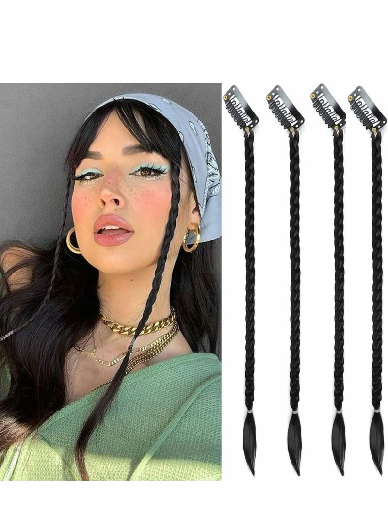 Excefore Baby Braids Hair Extensions, 4PCS Tiny Extensions 17" Long Natural Soft Synthetic Hairpieces for Women Daily Wear - Black - Image 1