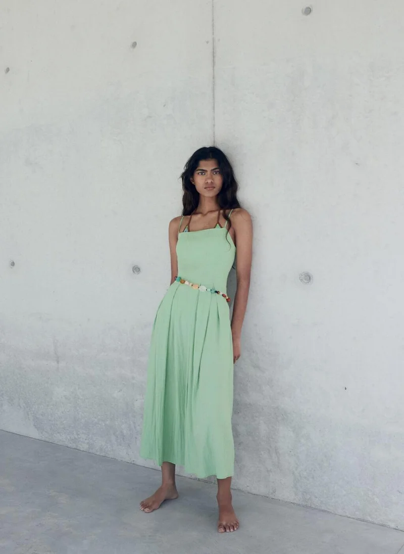 MANGO Midi-dress with pleats