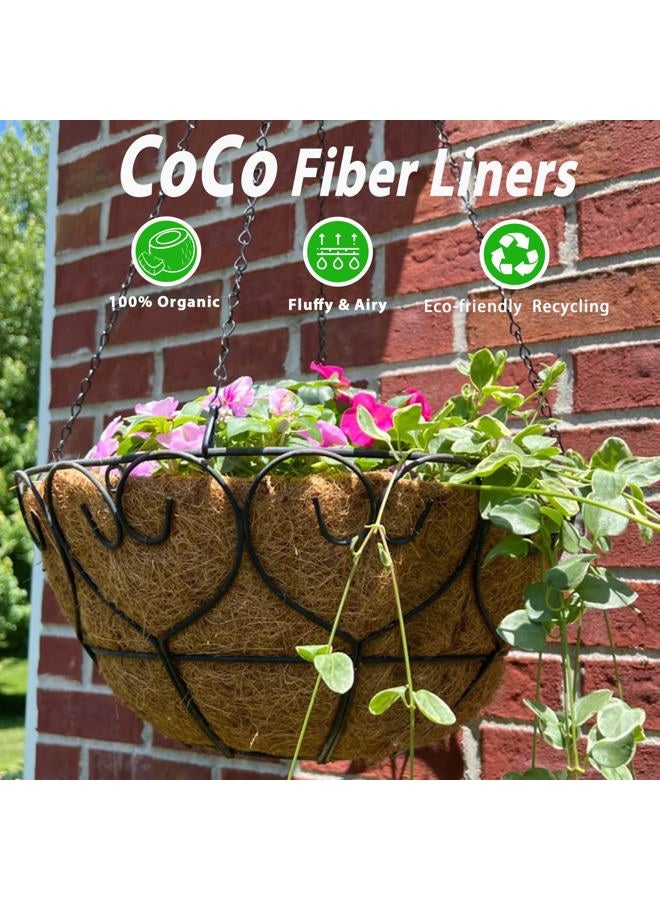 Biotolot 4 Pcs of 16-Inch Hanging Basket Coco Liners Replacement - Natural Round Coconut Fiber Planter Basket Liners for Hanging Basket Flowers - Image 3