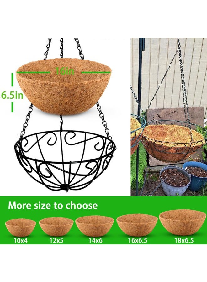 Biotolot 4 Pcs of 16-Inch Hanging Basket Coco Liners Replacement - Natural Round Coconut Fiber Planter Basket Liners for Hanging Basket Flowers - Image 2