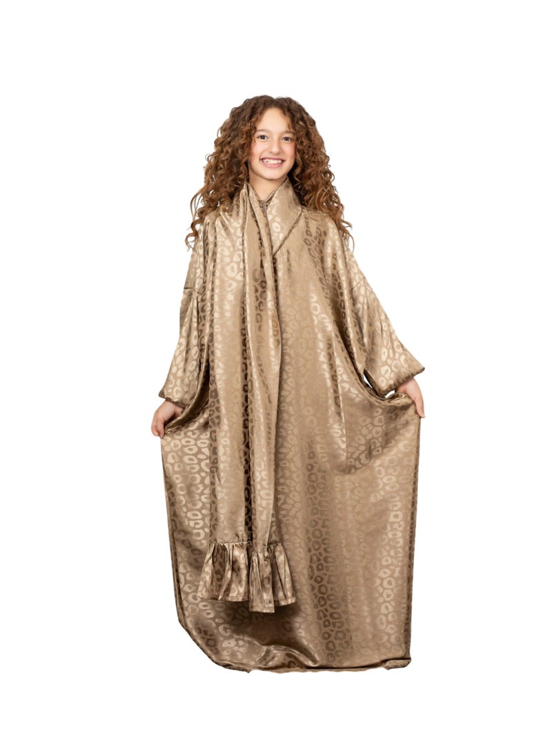 Bahga Fashion Girls’ Kids Prayer Dress – Soft Imported Satin – Elegant & Comfortable Loose Fit – Suitable for Ages 4–7 - GOLDE - Image 2