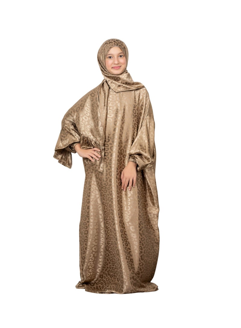 Bahga Fashion Girls’ Kids Prayer Dress – Soft Imported Satin – Elegant & Comfortable Loose Fit – Suitable for Ages 4–7 - GOLDE - Image 5