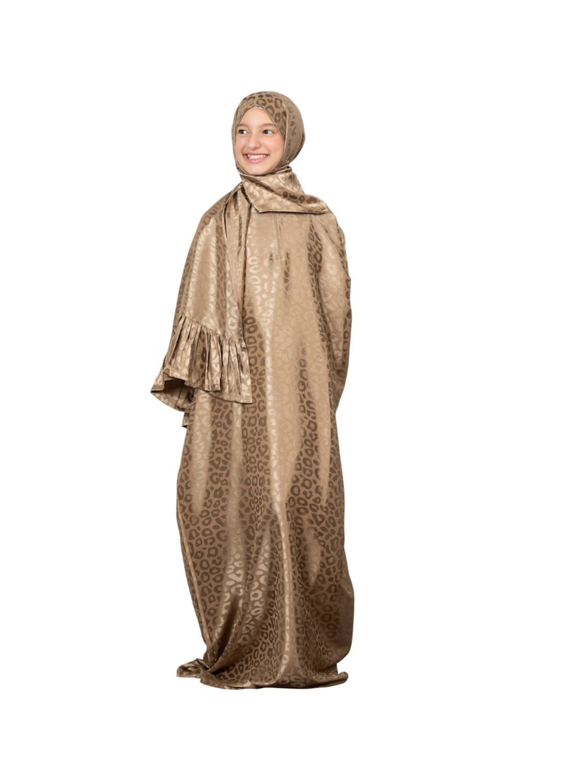 Bahga Fashion Girls’ Kids Prayer Dress – Soft Imported Satin – Elegant & Comfortable Loose Fit – Suitable for Ages 4–7 - GOLDE - Image 1