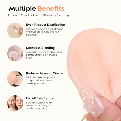 Multibrite 4Pcs Washable Powder Puff Soft Face Makeup Sponge, Loose powder Foundation Blending Sponges Set, Makeup Blender, Round Shape Reusable Cosmetic Powder Puff Wet & Dry Tool - Image 4