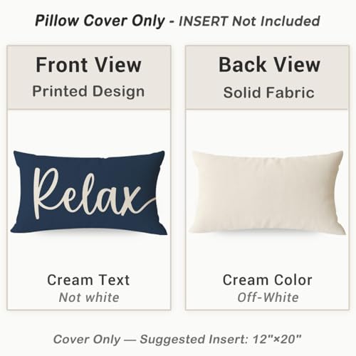 HERHOME Decorative Throw Pillow Covers 12x20 Inch Set of 2 Relax Unwind Navy Blue Outdoor Coastal Spring Summer Front Porch Patio Decor Lumbar Cushion Case Decoration for Home Sofa Couch Living Room - Image 4