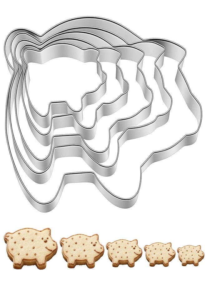 HaiFafafaing 5 Pcs Pig Cookie Cutter Mexican - Stainless Steel Pig Cookie Cutter Set - 5 Sizes From 12cm To 5cm Marranitos and Puerquito Shapes for Mexican Baking - Image 1