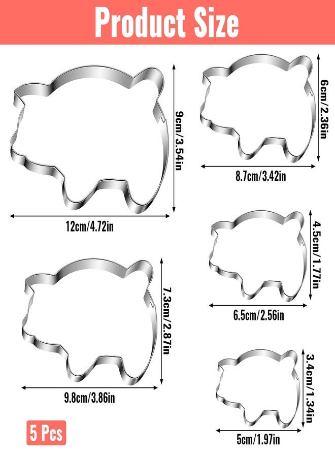 HaiFafafaing 5 Pcs Pig Cookie Cutter Mexican - Stainless Steel Pig Cookie Cutter Set - 5 Sizes From 12cm To 5cm Marranitos and Puerquito Shapes for Mexican Baking - Image 2