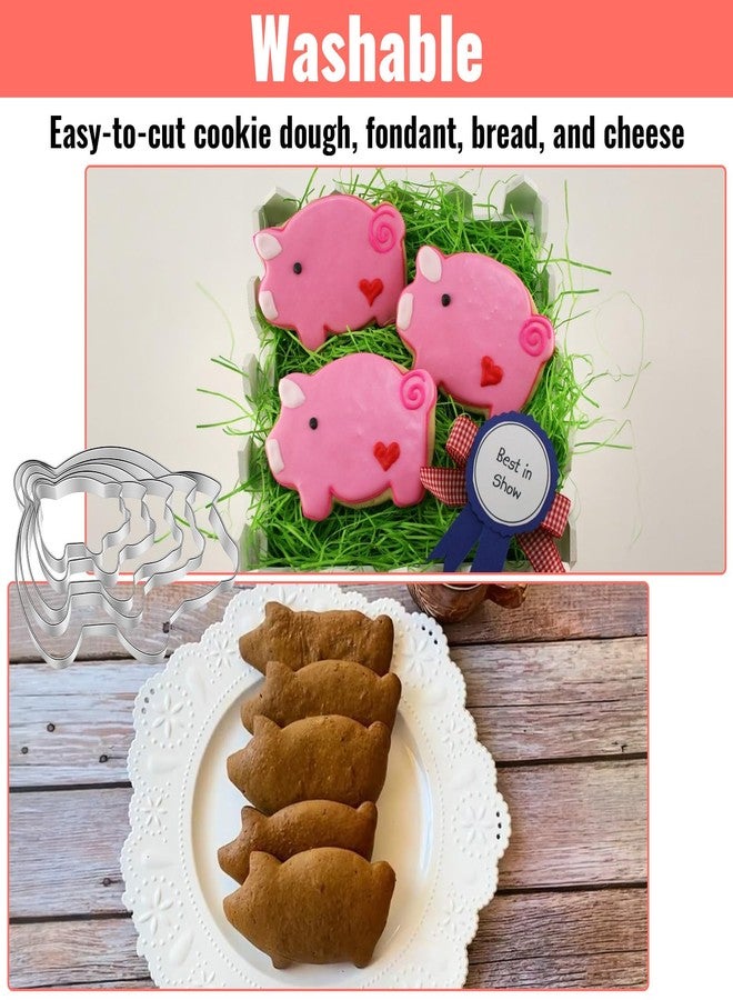 HaiFafafaing 5 Pcs Pig Cookie Cutter Mexican - Stainless Steel Pig Cookie Cutter Set - 5 Sizes From 12cm To 5cm Marranitos and Puerquito Shapes for Mexican Baking - Image 3