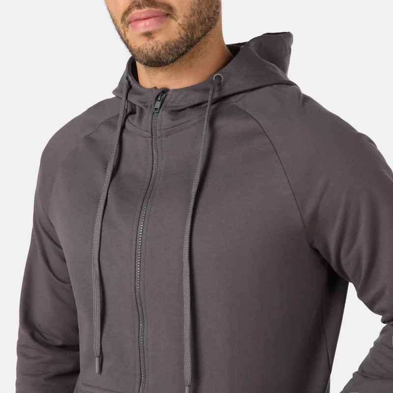 Sun And Sand Sports Grey Men's Full-Zip Hoodie for Men | Best Price UAE
