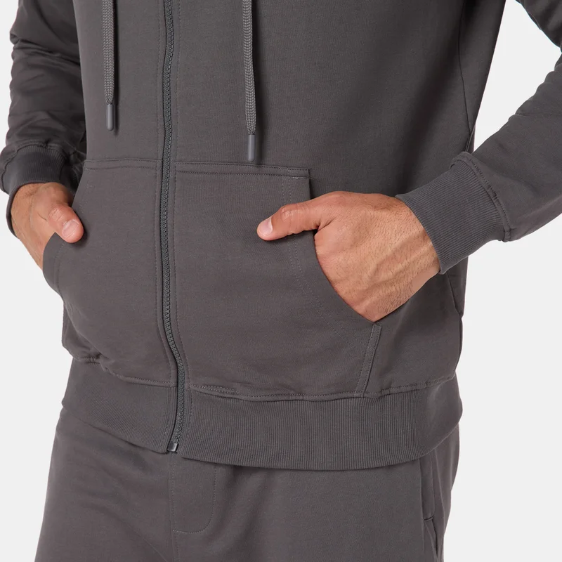 Sun And Sand Sports Grey Men's Full-Zip Hoodie for Men | Best Price UAE