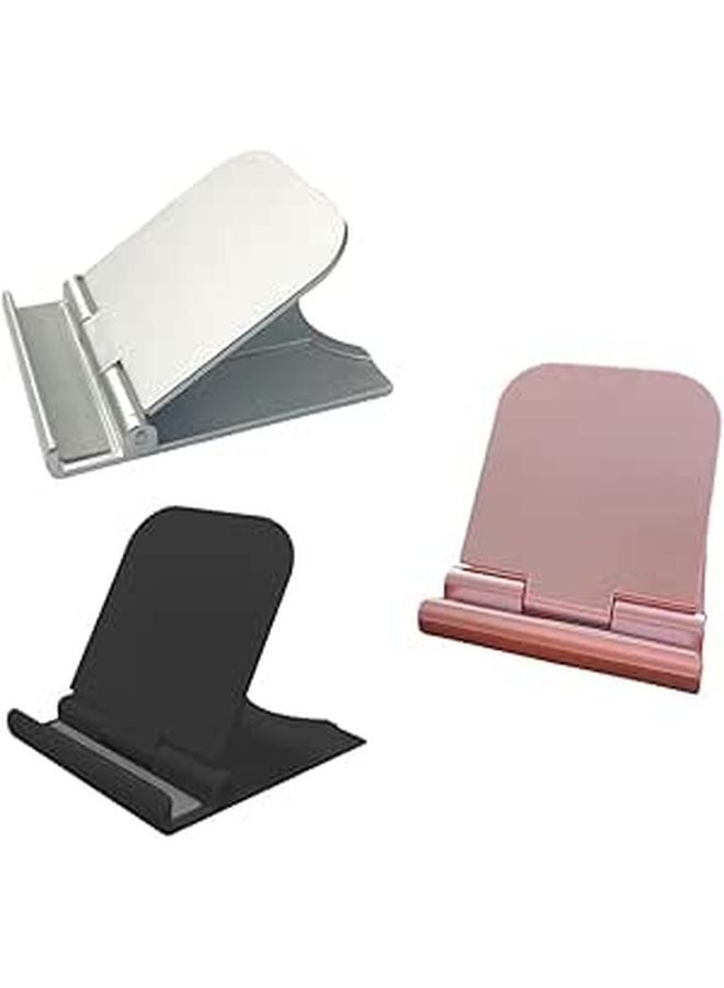 3 Pcs Black Portable Adjustable Phone Tablet Stand Holder For Desk Office Bedroom - Image 1