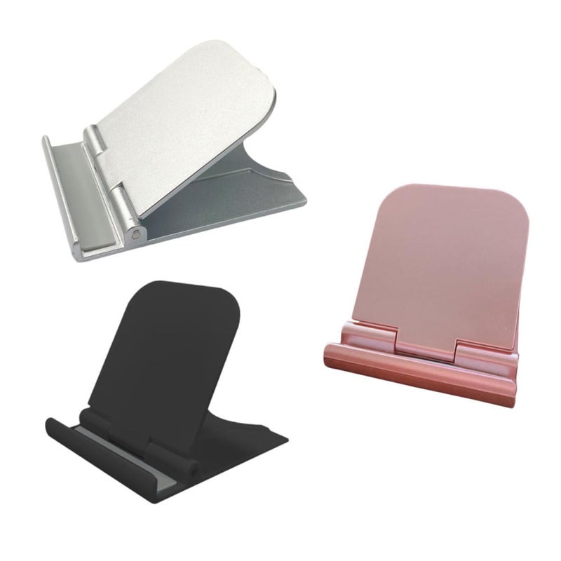 3 Pcs Black Portable Adjustable Phone Tablet Stand Holder For Desk Office Bedroom - Image 2