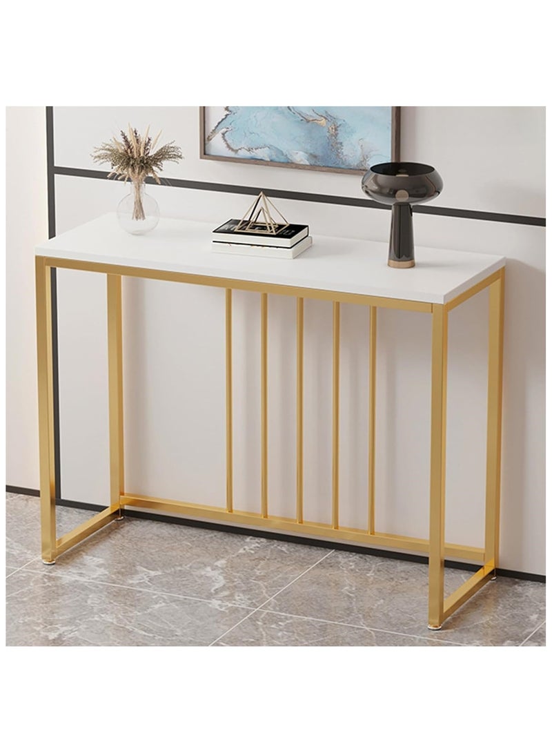 NANAO طاولة كونسول، طاولة ممر، طاولة جانبية للأريكة، طاولة مدخل صغيرة مفتوحة بإطار معدني متين لغرفة النوم، غرفة المعيشة، المدخل (ذهبي وأبيض) - Image 5