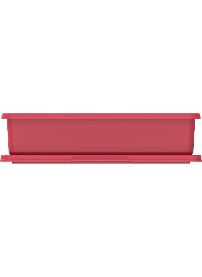 Cosmoplast - حامل أطباق بلاستيكي فاخر مع مصفاة أحمر داكن 45x37x9 سم - Image 1