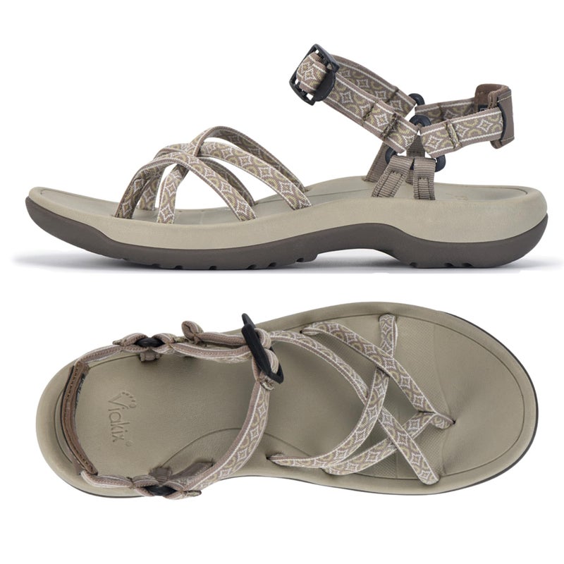Viakix Women's Walking Sandals â€“ Premium Comfortable Sport Sandals for Outdoors, Travel, Hiking, Beach & Everyday Wear, Sandstone 8 - Image 1