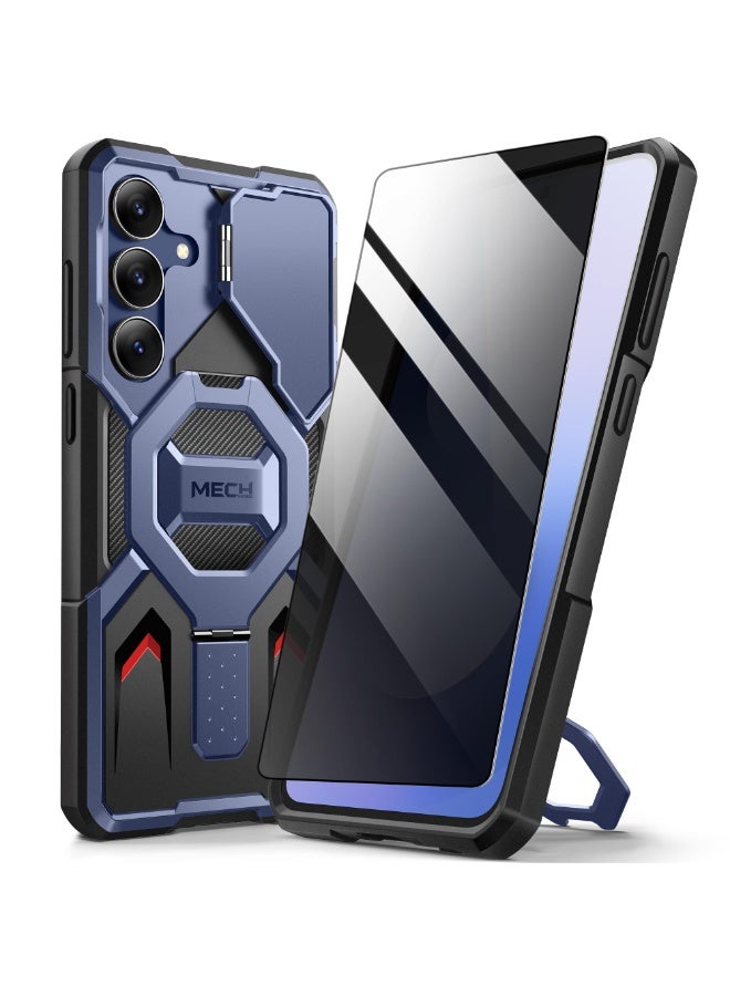 TONGATE Magnetic for Samsung Galaxy S25 FE Case with Privacy Screen Protector, [Compatible with MagSafe][Camera Protective Cover][Military-Grade Protection] Ring Stand Phone Case S25 FE 6.7", DarkBlue - Image 1