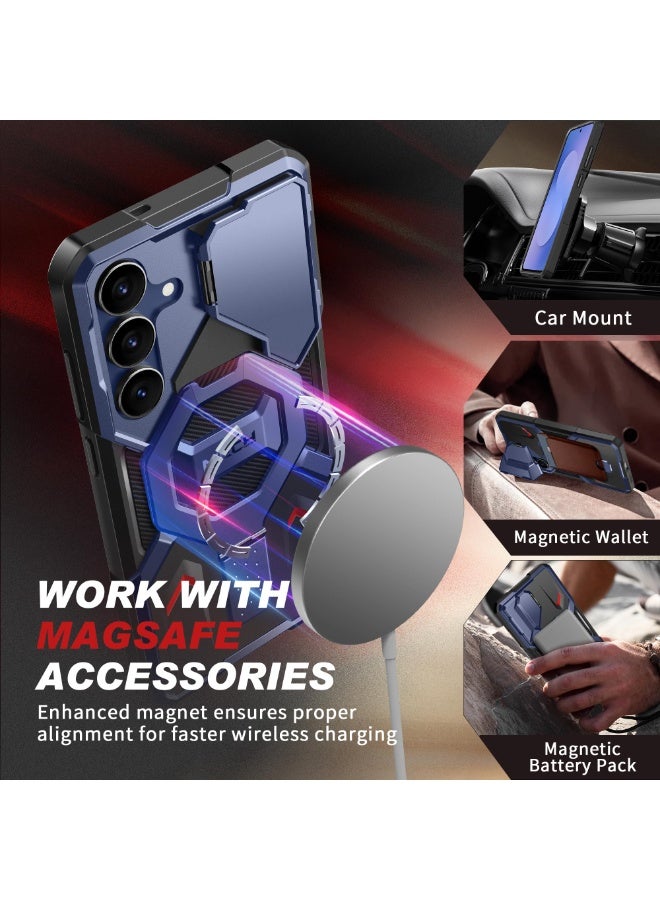 TONGATE Magnetic for Samsung Galaxy S25 FE Case with Privacy Screen Protector, [Compatible with MagSafe][Camera Protective Cover][Military-Grade Protection] Ring Stand Phone Case S25 FE 6.7", DarkBlue - Image 5
