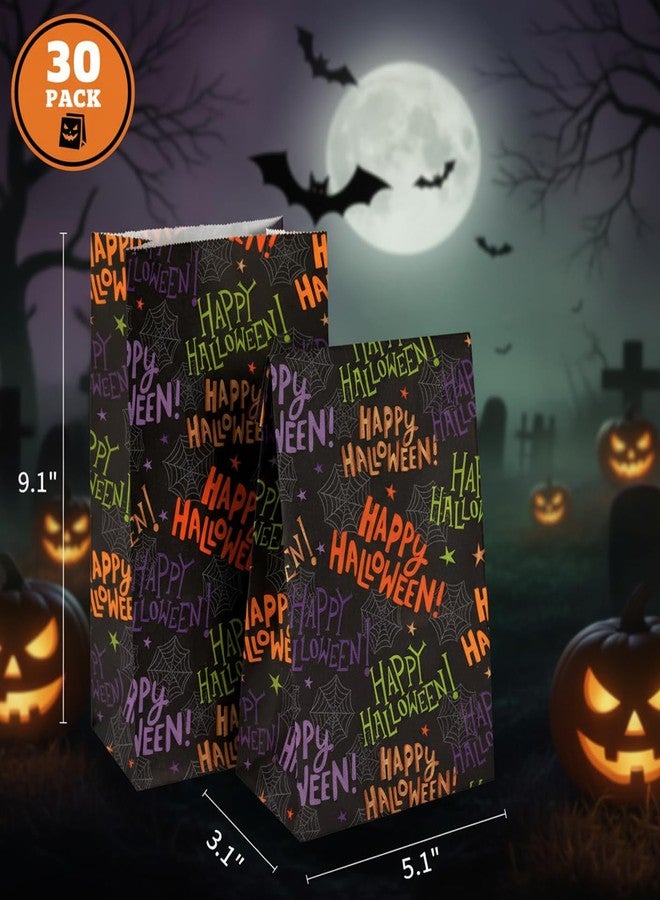 SUNCOLOR 30-Pack Halloween Treat Bags for Kids Party Favor Bags, 9.1 x 5.1 x 3.1 Inch Paper Goodie Bags with Spider Web Design - Image 2