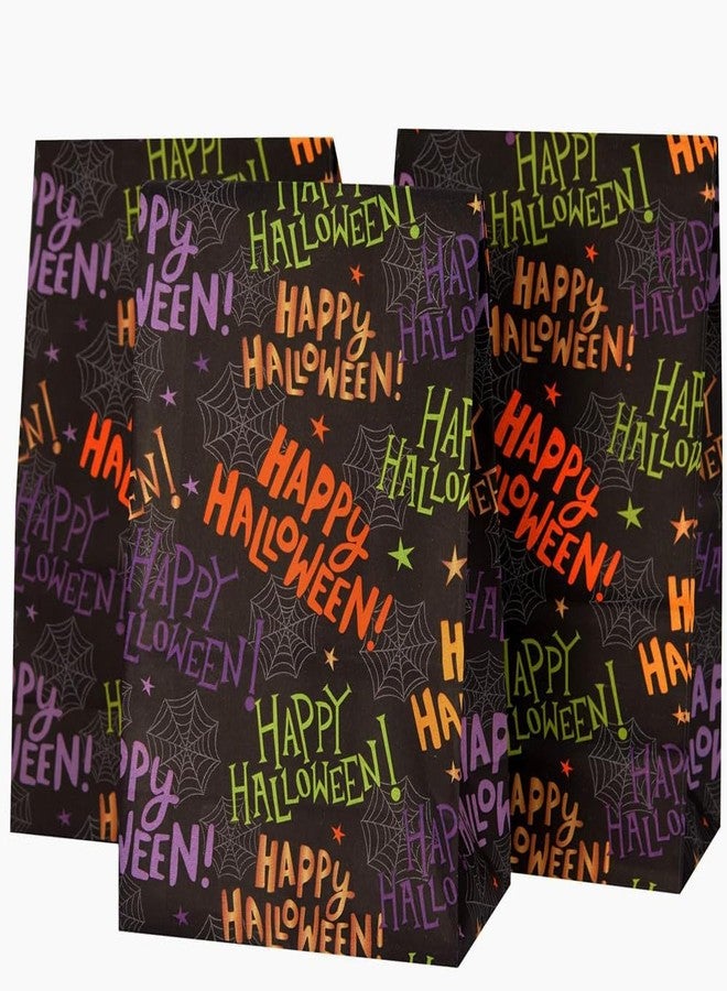 SUNCOLOR 30-Pack Halloween Treat Bags for Kids Party Favor Bags, 9.1 x 5.1 x 3.1 Inch Paper Goodie Bags with Spider Web Design - Image 1