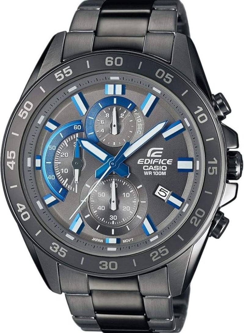 CASIO ساعة يد رجالية كوارتز بعرض تناظري وسوار من الفولاذ المقاوم للصدأ EFV-550GY-8A-47mm - Image 1