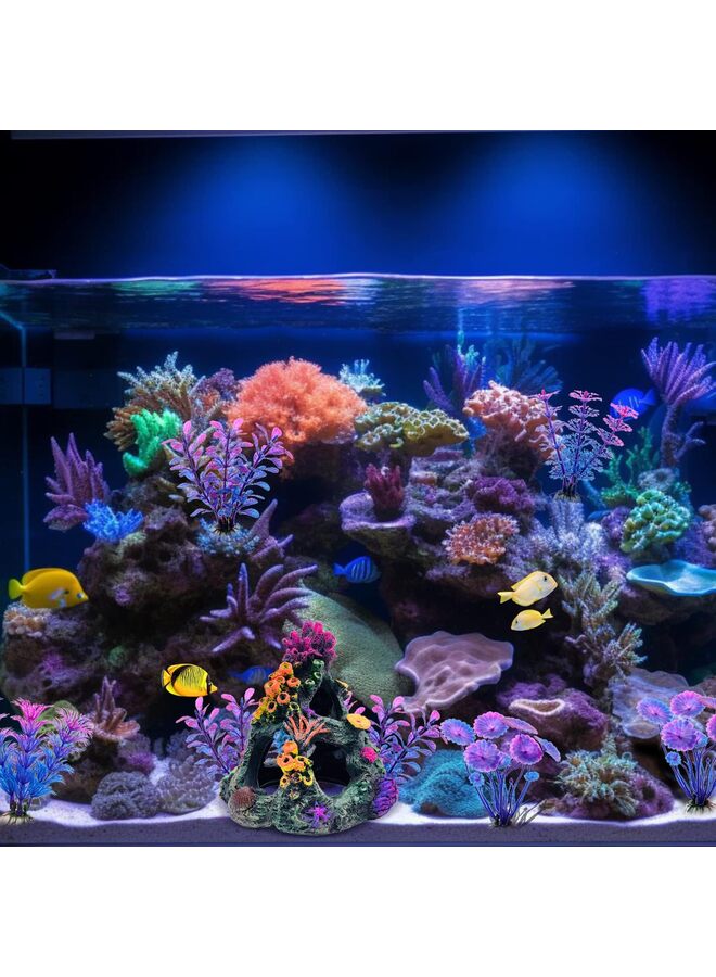 4 PCS Aquarium Fish Tank Decorations with Glowing Effect, Silicone Glow Artificial Ornament Coral Reef Plants for Aquarium - Image 5