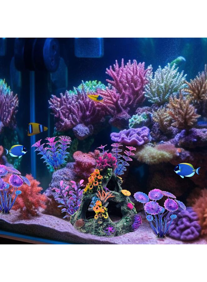 4 PCS Aquarium Fish Tank Decorations with Glowing Effect, Silicone Glow Artificial Ornament Coral Reef Plants for Aquarium - Image 4