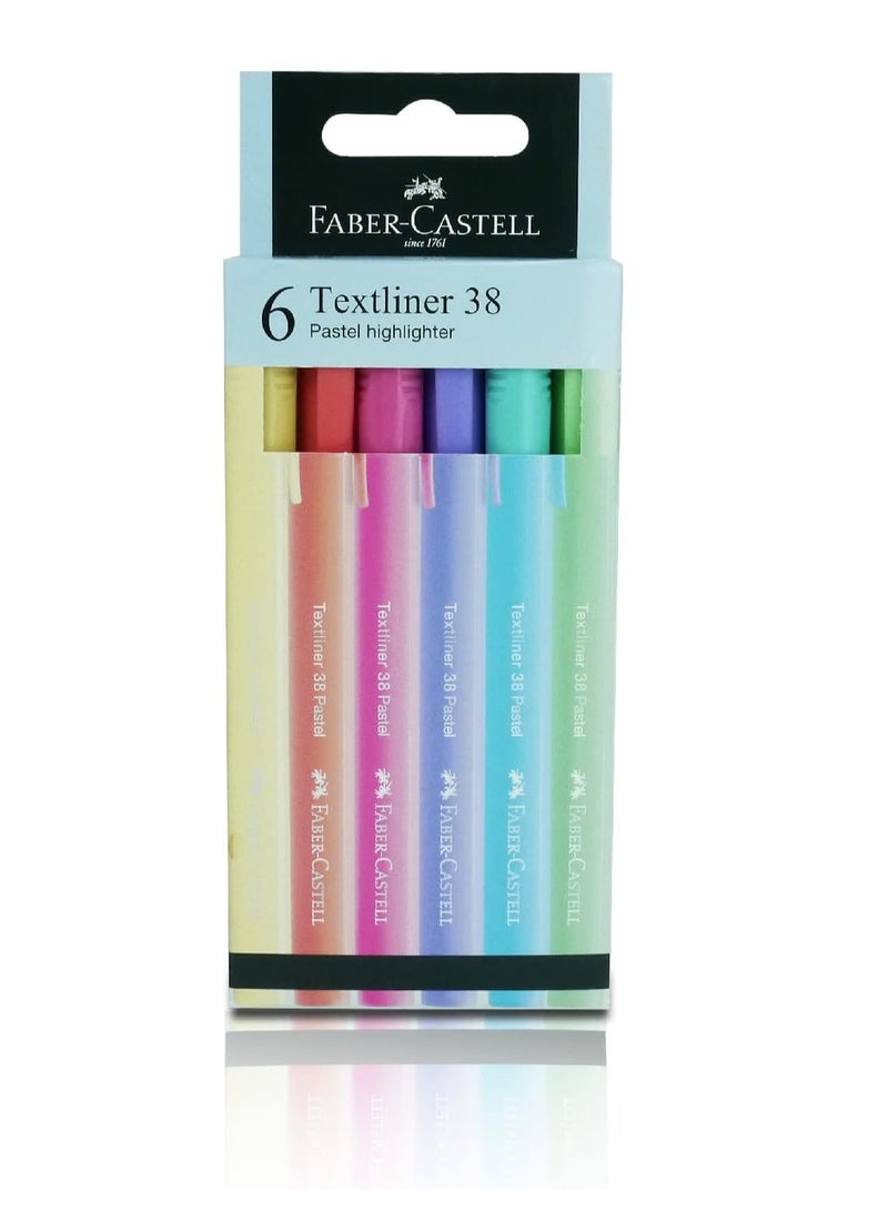 فابير كاستل مجموعة مكونة من 6 أقلام تحديد 38 قلم تحديد متعدد الألوان - Image 1