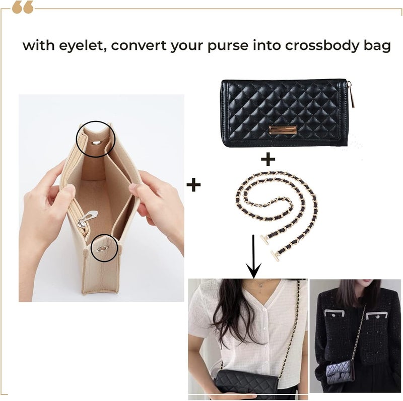 كلاراكو منظم حقيبة كلاركو من قطعتين، حقيبة يد متعددة الجيوب، حقيبة أدوات تجميل، حقيبة منظم داخل حقيبة، حقيبة مبطنة بسحاب مع حلقة تخزين داخلية، 8.6 × 6.3 بوصة - Image 5